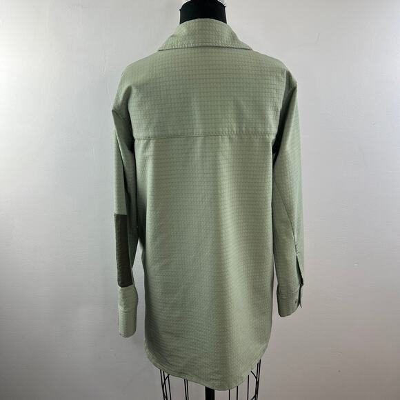 LULULEMON Grid Fleece Hiking Overshirt Olive Green Button-Down Pockets Size 6 - Picture 6 of 8